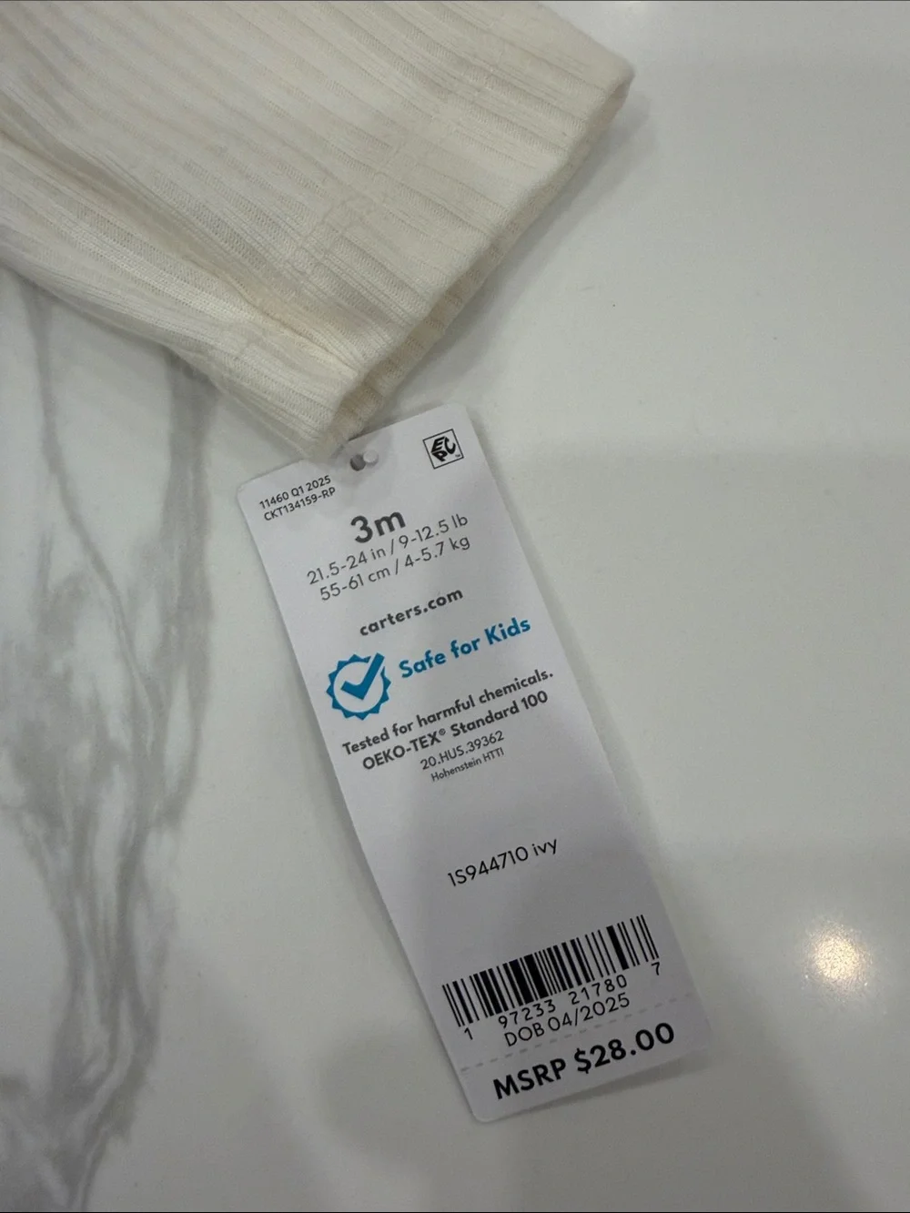 Carter's Cream Ribbed Hooded Jacket & Bodysuit Set